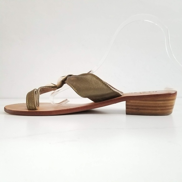 Mangos Bali Bronze Leather Shell Thong Sandals - Picture 3 of 11